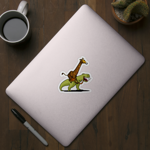 Giraffe Riding T-Rex Dinosaur by underheaven